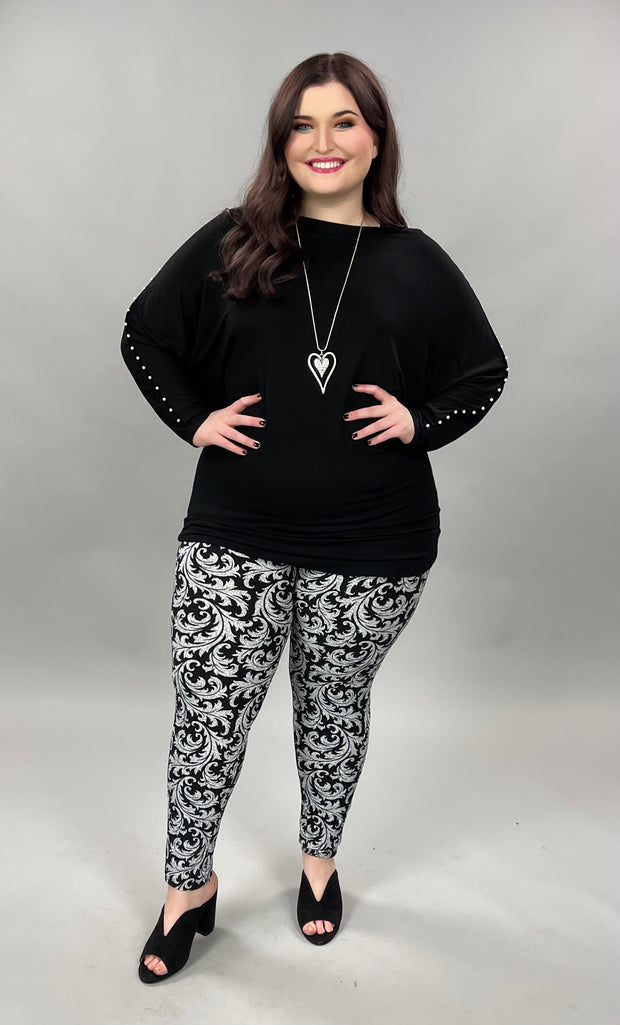 SD-R  {Fabulous} Black Top with Pearl  Detail