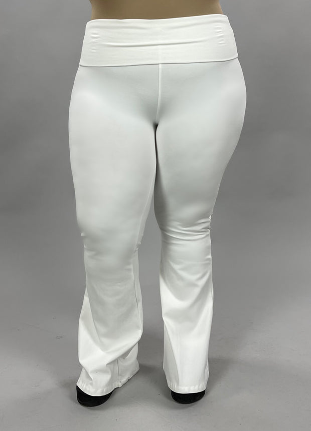 BT-M {In Your Space} Ivory Fold Over High Waist Yoga Pants PLUS SIZE