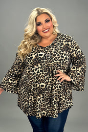 72 PQ {Take A Picture} Brown Leopard V-Neck Top EXTENDED PLUS SIZE 3X 4X 5X