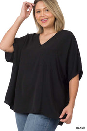 70 SSS-B {Laid Back Ways} Black Dolman Sleeve Top PLUS SIZE 1X 2X 3X