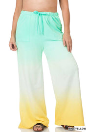 LEG-98 {Always Around Me} Mint Dip-Dye Flare Leg Joggers PLUS SIZE 1X 2X 3X