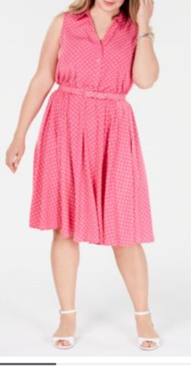LD-D M-109  {Charter Club} Pink Polka Dot Dress Retail $99.50 PLUS SIZE 22W