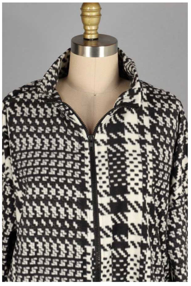 26 OT-C {Smooth Moves}  Black White Printed Jacket SALE!! PLUS SIZE XL 2X 3X