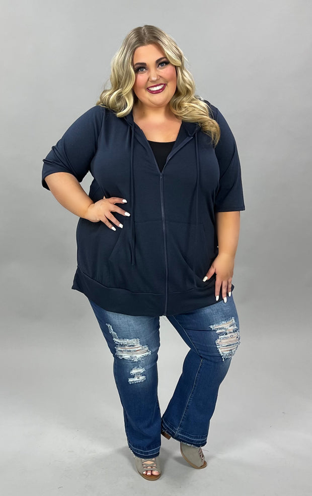 89 OT-H {Paint the Town} NAVY French Terry Hoodie CURVY BRAND!!  EXTENDED PLUS SIZE 3X 4X 5X 6X