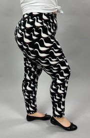 LEG-97 {Bye Bye Birdie} Black Bird Print Leggings  EXTENDED PLUS SIZE 3X/5X