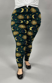 BT-99  {When You See It} Hunter Green Print Leggings EXTENDED PLUS SIZE 3X/5X