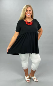 57 SSS-B {Getting The  Best} Black Babydoll Top PLUS SIZE 1X 2X 3X