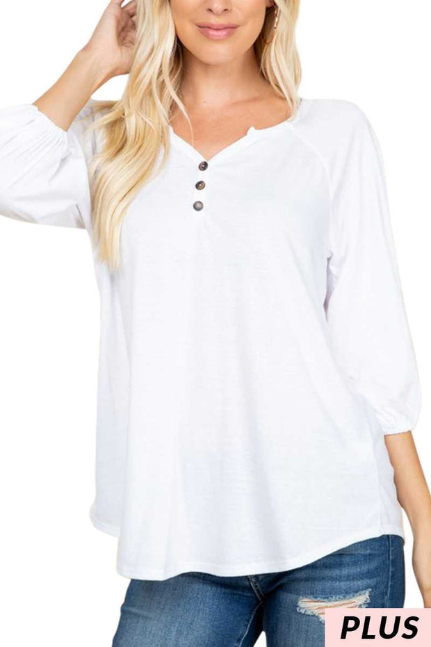 88 SQ-A {No Problems} Ivory V-Neck Top PLUS SIZE XL 2X 3X