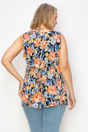 20 SV-I {Count On Me} Black/Multi-Color Floral Top EXTENDED PLUS SIZE 4X 5X 6X