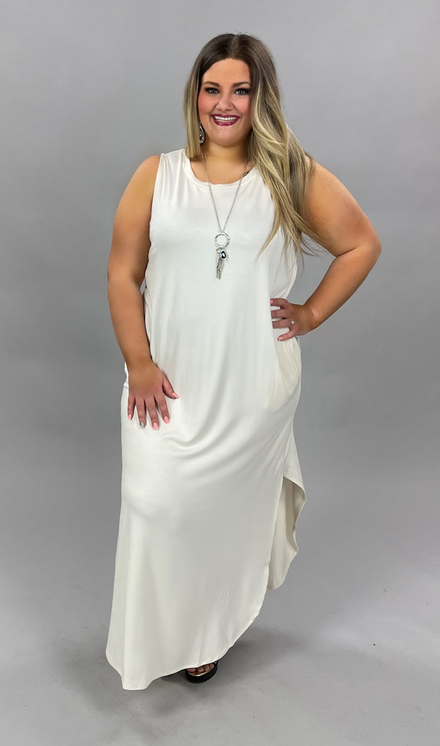 LD-R {Happiest Of All}  Cream Sleeveless Long Dress PLUS SIZE 1X 2X 3X