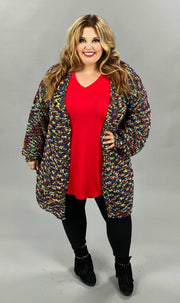 40 OT-C {Colorful Delight} Green, Yellow, Red Knit Cardigan PLUS SIZE XL 2X 3X