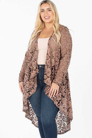 20 OT-W {Lace N Floral} Black Lace Cardigan w/Floral Print PLUS SIZE 1X 2X 3X