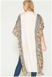 77 OT-C {Totally Adored} Cream/Leopard Print Kimono PLUS SIZE 1X 2X 3X