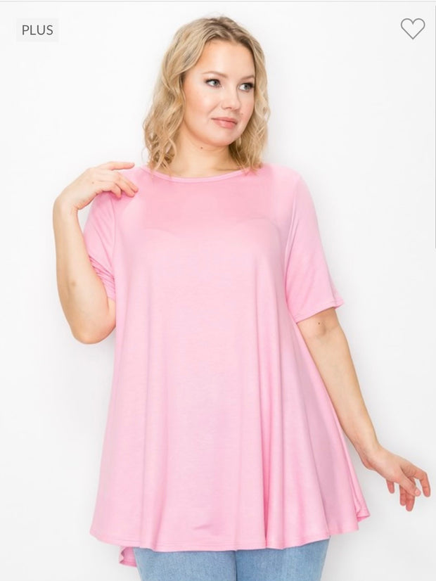 14 SSS-A {Own Kind Of Beautiful} Pink Short Sleeve Top PLUS SIZE 1X 2X 3X