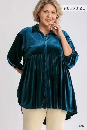 58 SQ-A {Complicated Feelings]  Teal UMGEE Tunic SALE!!!  PLUS SIZE XL 1X 2X