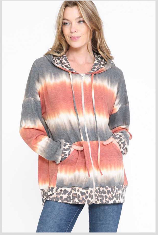 26  OT-D  {Quit Playing}  Rust Leopard Contrast  Jacket  PLUS SIZE XL 2X 3X