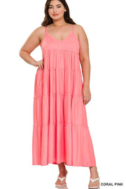 LD-U {Celebrate You} Coral Pink Tiered Dress PLUS SIZE 1X 2X 3X