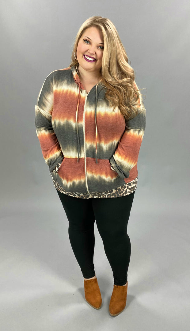 26  OT-D  {Quit Playing}  Rust Leopard Contrast  Jacket  PLUS SIZE XL 2X 3X