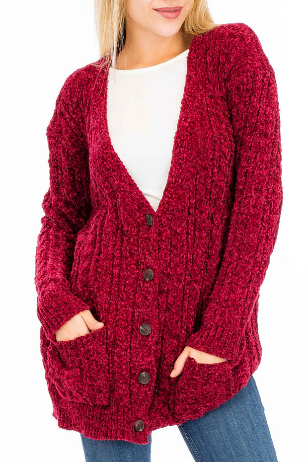 25 OT {Bring On The Cold} Burgundy Button Up Sweater PLUS SIZE 2X 3X