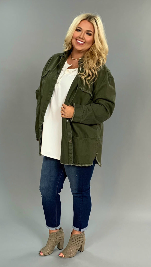 OT-D "UMGEE" Olive Green Snap Denim Army Jacket  with Pockets