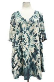 12 PSS-E {Discover A New You} Jade Tie Dye V-Neck Top  PLUS SIZE 1X 2X 3X 4X 5X