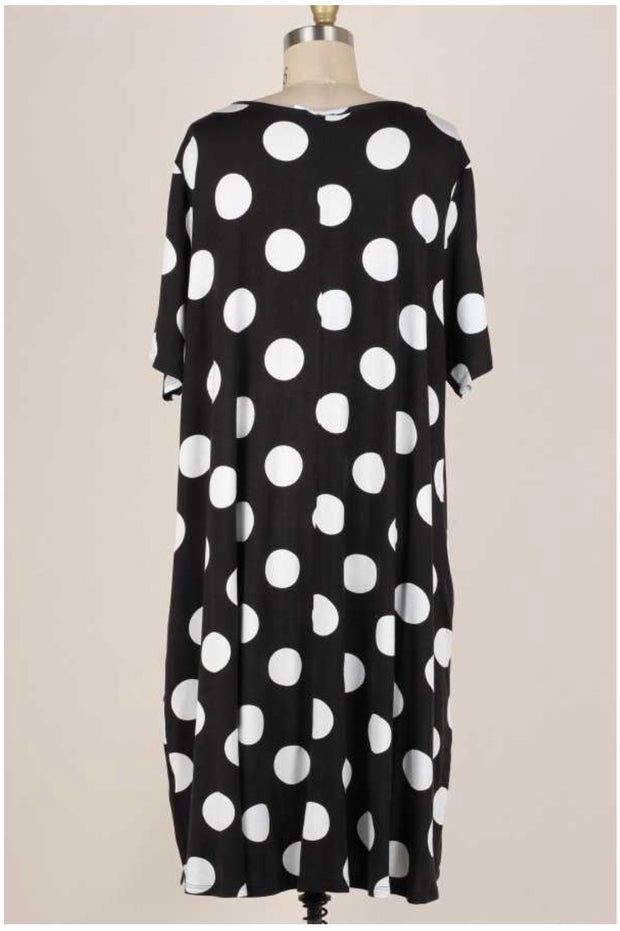 53 PSS-L {Time After Time} Black & White Polka Dot Dress Plus Size XL 2X 3X