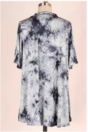 PSS-P {Across The Sea} Gray Tie-Dye Mock Neck Top