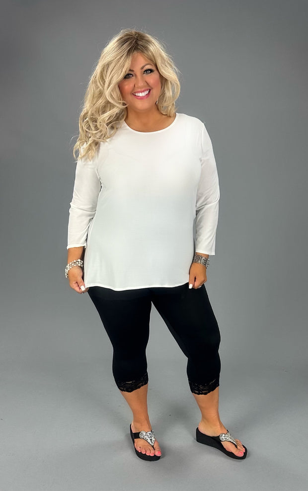 58 SQ-C {Chase The Good} Ivory Round Neck Top PLUS SIZE 1X 2X 3X