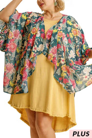 12 OT-P {Never Out Done} Umgee! Forest Green Floral Kimono