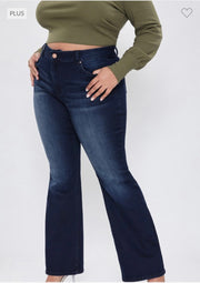 LEG-23 {YMI} Dark Indigo High Rise Flare Jeans PLUS SIZE 14 16 18 20