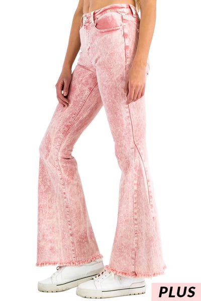 LEG-99  {Fashion Story} Pink Vintage Bell Bottom Jeans PLUS SIZE 1X 2X 3X