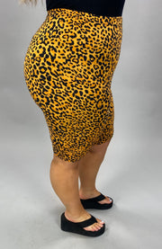 BT-99 (Wild Card} Mustard Cheetah Print Biker Shorts PLUS SIZE XL 2X 3X