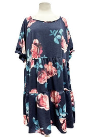 36 PSS-E {Putting On The Ritz} Navy Floral Tiered Dress  PLUS SIZE 3X