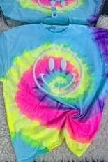 33 GT {Smiley In Color} Multi-Color Tie Dye Smiley Graphic Tee PLUS SIZE 3X