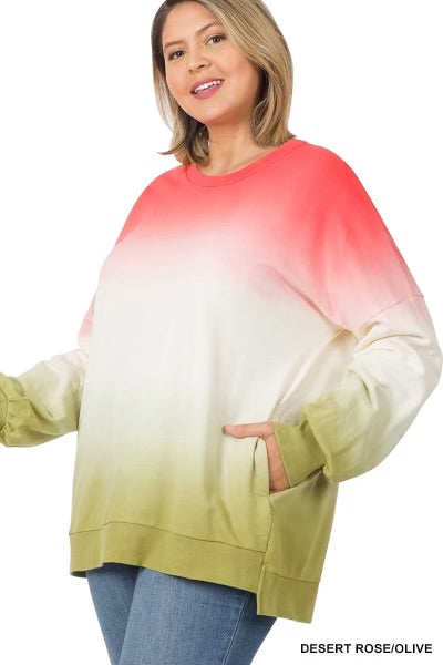 13 PLS-A {Making Changes} SALE! Desert Rose Ombre Print Top PLUSS SIZE 1X 2X 3X