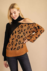 96  OS-W {Young & Free} Rust Animal Print Sweater PLUS SIZE 1X 2X 3X