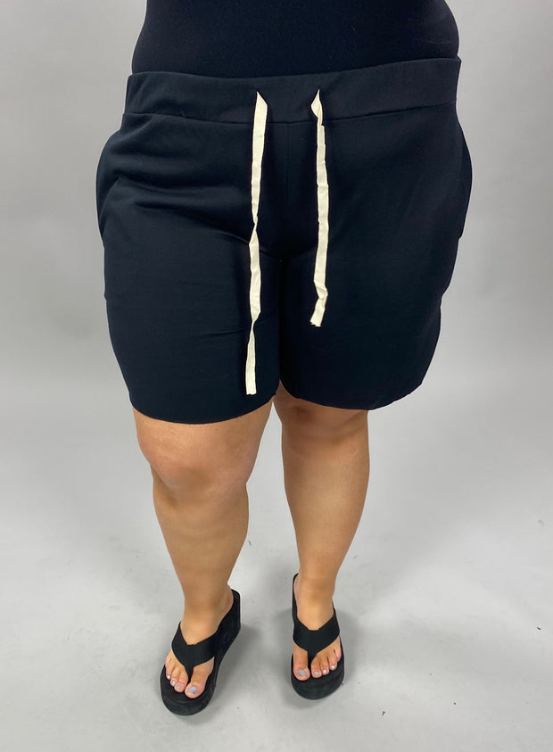 LEG-40 {Out for the Weekend} Black Short Back/Side Pockets Plus Size XL 1X 2X