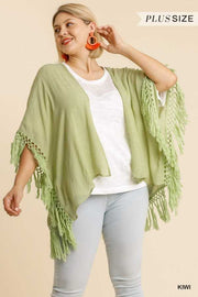 73 OT-A {Hippy At Heart} UMGEE Kiwi Green Kimono Plus Size XL/1X 1X/2X