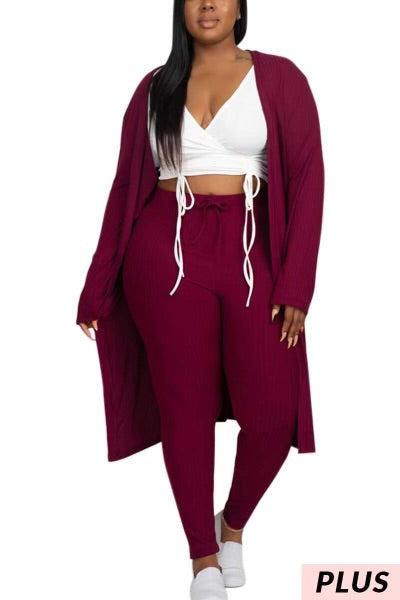 99 SET-B {Chill For Awhile} Burgundy Cardigan & Bottoms SALE!!! PLUS SIZE 1X 2X 3X