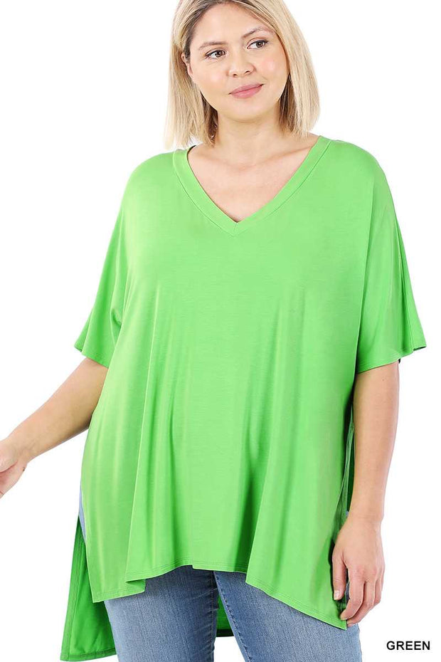 88 SSS-G {You Deserve This} Lime V-Neck Oversized Top PLUS SIZE 1X 2X 3X