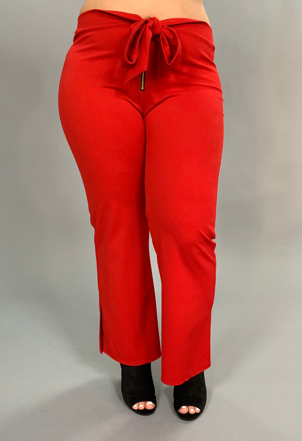 BT-R "How Lovely" Red Pants With Bow Front Detail PLUS SIZE 1X 2X 3X