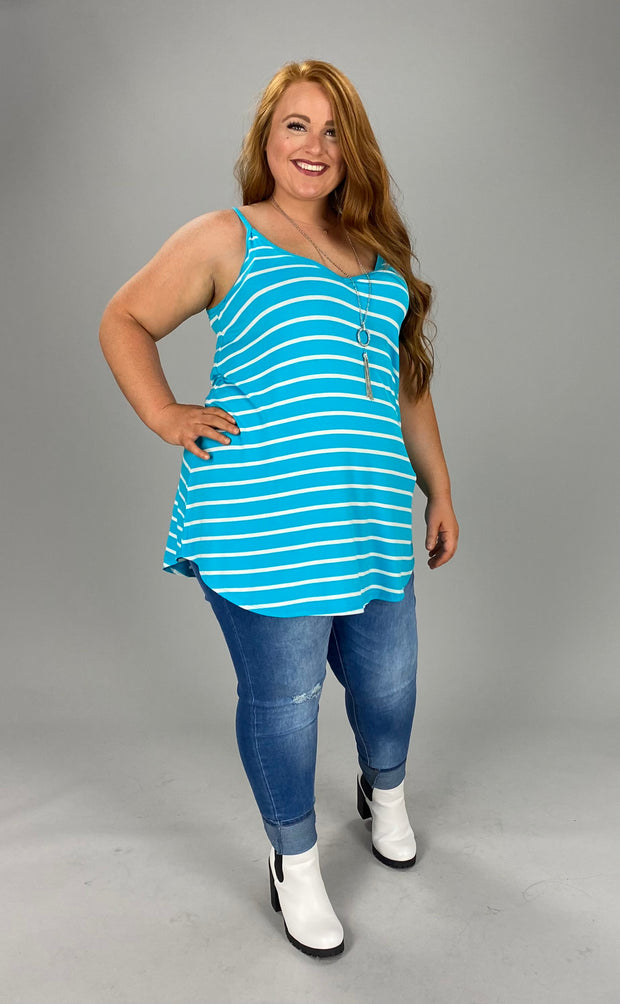 69 SV-B {Not My Last Stripe} Blue Reversible Cami PLUS SIZE 1X 2X 3X