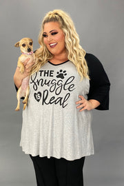 29 GT {The Snuggle Is Real} Grey/Black Graphic Tee CURVY BRAND!!!  EXTENDED PLUS SIZE XL 2X 3X 4X 5X 6X