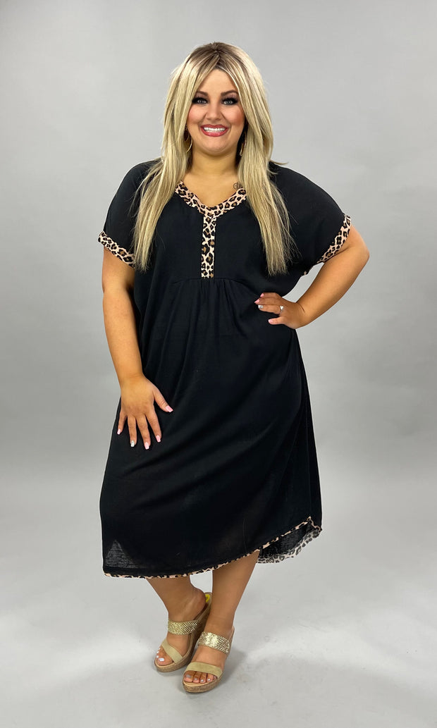 32 CP-D {Going The Distance} Umgee Black Leopard Print Dress PLUS SIZE XL 1X 2X SALE!!