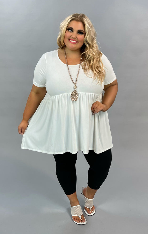60 SSS-C {Getting The Best} Ivory Babydoll Top PLUS SIZE 1X 2X 3X