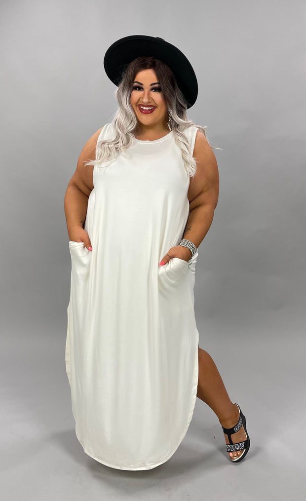 LD-R {Happiest Of All}  Cream Sleeveless Long Dress PLUS SIZE 1X 2X 3X