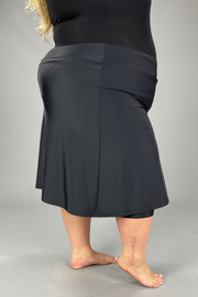 SWIM-M {Calypsa Skort} Black Long Swim Skort EXTENDED PLUS SIZE 3X 4X 6X