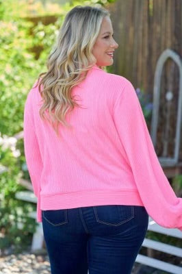 69 OT-J {Style Activated} Neon Pink Button Up Cardigan PLUS SIZE 1X 2X 3X