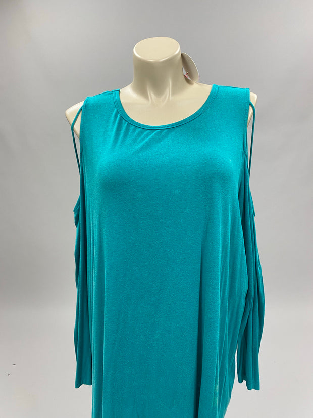 OS-A Jade Blue Long Sleeve Pre-washed Fabric with Sleeve Detail