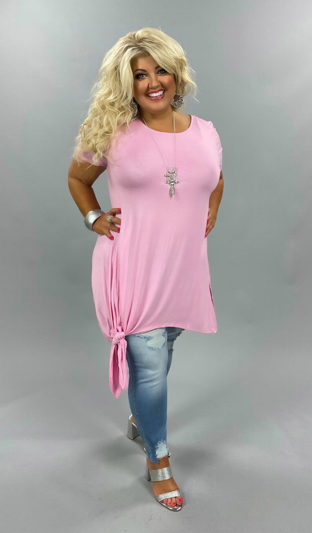 50 SSS-A (Cute & Sassy) Pink Top with Tie Knot Detail 1X 2X 3X Plus Size